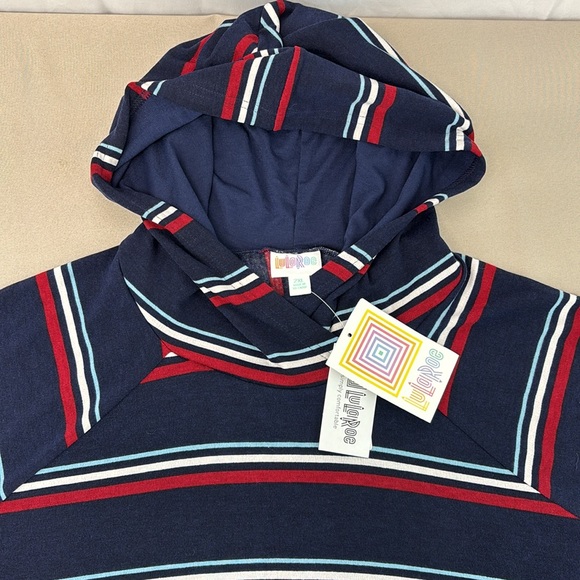 LuLaRoe Amber Striped Hoodie w/Kangaroo Pocket sz 2XL - Picture 7 of 16
